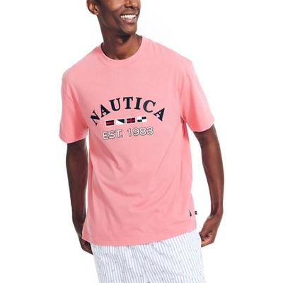 Nautica Mens Relaxed-Fit Logo Graphic Short Sleeve Sleep T Shirt Pink Medium