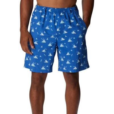 Columbia Mens Backcast Printed Water Shorts Vivid Blue Deep Small