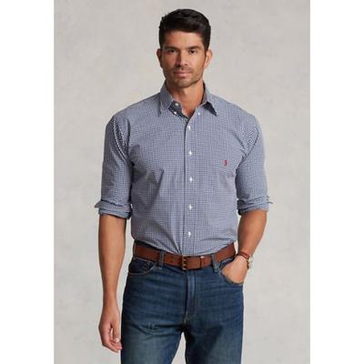 Polo Ralph Lauren Mens Big Tall Gingham Stretch Poplin Shirt Blue White XXL