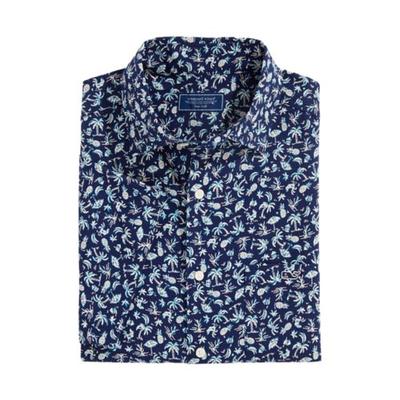 Vineyard Vines Men's Harbour Toss Printed Short Sleeve Button Down Shirt Small