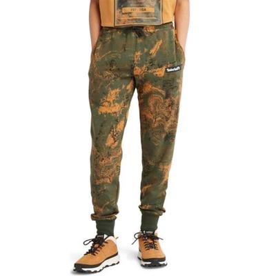 Timberland Mens Tracksuit Pants Green Orange Print Medium