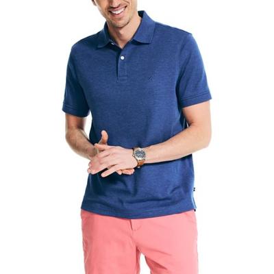 Nautica Men's Classic Fit Interlock Polo Shirt Blue Medium