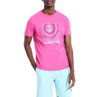 Nautica Mens Graphic Short Sleeve T-Shirt Fuschia Medium