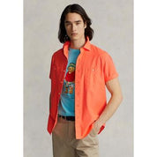 Polo Ralph Lauren Men's Classic Fit Satin Button Down Workshirt Orange Small