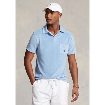 Polo Ralph Lauren Men's Cotton-Blend Terry Short Sleeve Polo Shirt Blue Small