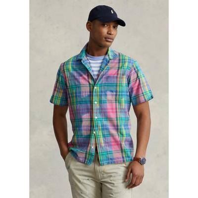 Polo Ralph Lauren Men Plaid Classic Fit Madras Button Down Camp Shirt Pink Small