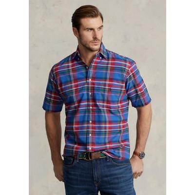 Polo Ralph Lauren Mens Big and Tall Plaid Button Down Oxford Sport Shirt Red 4XL