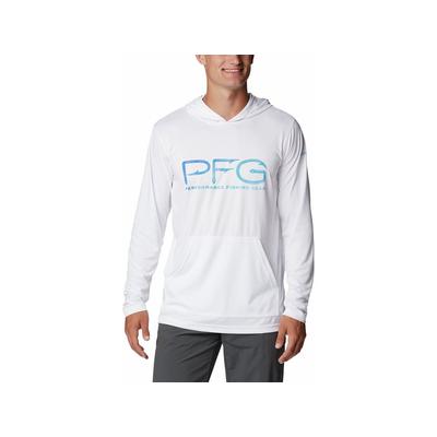 Columbia Mens Terminal Tackle PFG Hooks Hoodie Sweatshirt  White Blue XXL