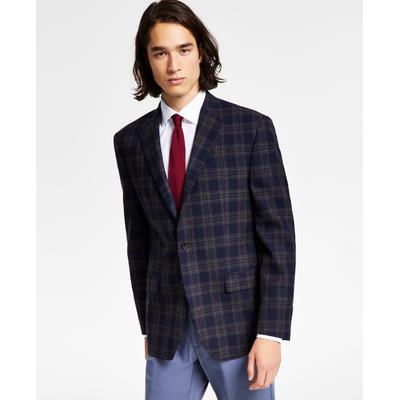 Lauren Ralph Lauren Classic Fit Suit Jacket Navy Blue Brown Plaid 44R