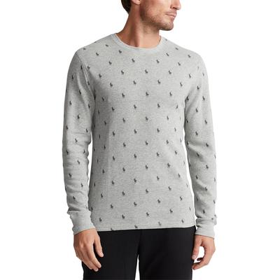 Polo Ralph Lauren Men's Waffle-Knit Long Sleeve Sleep Shirt Grey 2XL