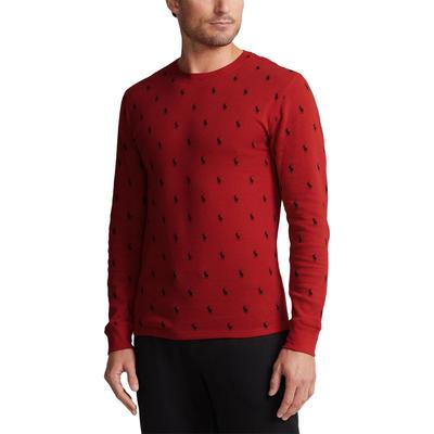 Polo Ralph Lauren Men's Printed Waffle Knit Thermal Pajama Shirt  Red/Black XXL