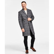 Lauren Ralph Lauren Mens Luther Luxury Blend Overcoat Coat Black White Plaid 42R