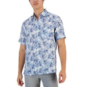 Club Room Mens Classic-Fit Button Down Shirt Leaf Print Blue Large