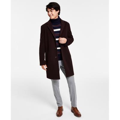 Tommy Hilfiger Overcoat Coat Addison Double-Button Wine Red 40R Wool
