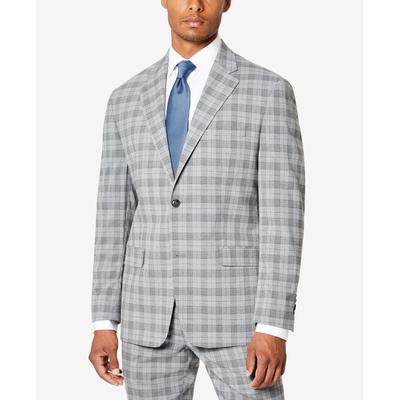 Sean John Mens Classic Fit Grey Plaid Sport Coat Suit Jacket 40S