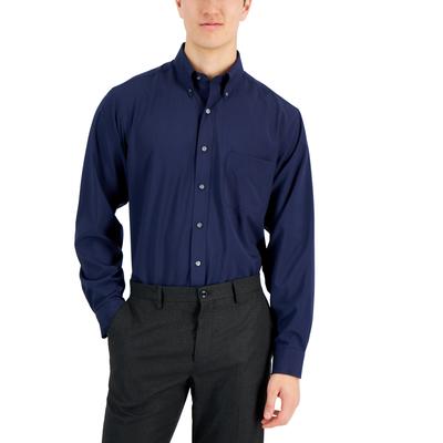 Club Room Mens Regular fit Dress Shirt XL 17 in 32-33 Navy Blue Solid