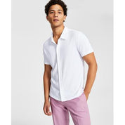 International Concepts Mens Rib Knit Button-Up Shirt Bright White XL