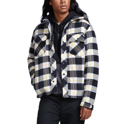 Caterpillar Men's Hooded Work Jacket - Black Plaid - MEDIUM