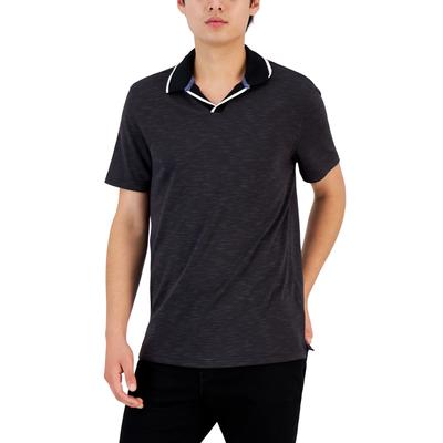Alfani Mens Regular fit Short Sleeve Polo Shirt Medium Black Solid