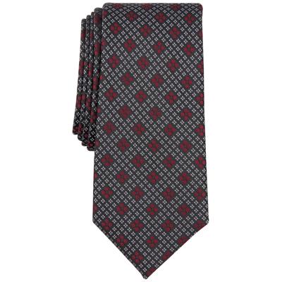 Alfani Men's Manor Geo Print Tie Burgundy Red Grey Necktie