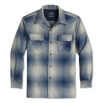 Pendleton Men's Wool Button Down Original Board Shirt Large Blue Grey Mix Ombre