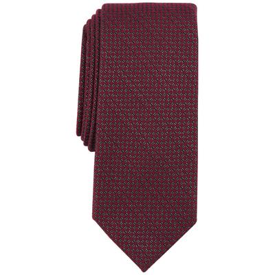 Alfani Mens Necktie Sutter Mini Grid Burgundy Tie One Size