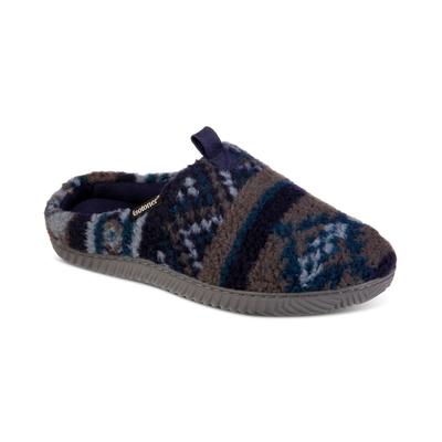 Isotoner Mens Fairisle Hoodback Slipper Navy Blue Medium 8 - 9