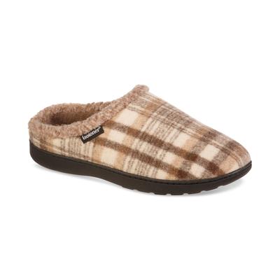 Isotoner Mens Beige Khaki Plaid Hoodback Slipper XXL 13 - 14