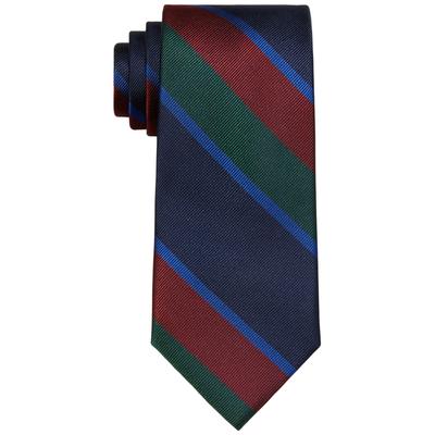 Tommy Hilfiger Men's Collegiate Bold Stripe Tie Burgundy Red Blue Necktie