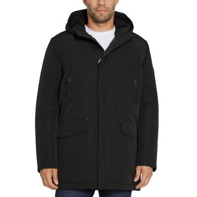 Sean John Men's Faux Shearling Trim Parka Coat Medium Black