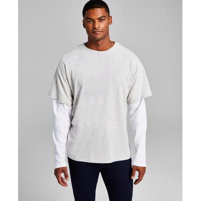 And Now This Mens Layered Oversized Tshirt Gray Medium