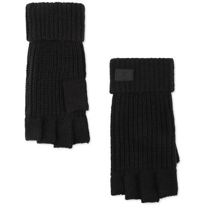 Tommy Hilfiger Mens Shaker Ribbed Fingerless Gloves Black One Size