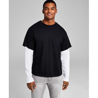 And Now This Mens Layered Oversized Tshirt Black 2XL