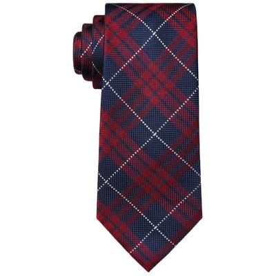 Tommy Hilfiger Men's Classic Design Westport Plaid Tie Red Necktie