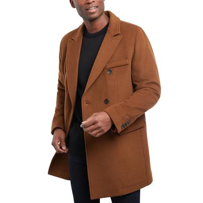 Michael Kors Men's Lunel Wool Blend Double-Breasted Overcoat Coat 36S Brown