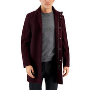 Calvin Klein Mens Slim fit Overcoat Coat 42 L Burgundy Red Solid