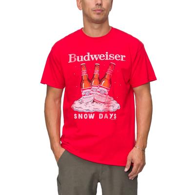 Junk Food Mens Budweiser Cotton Crewneck Graphic Short Sleeve T-Shirt Red Large