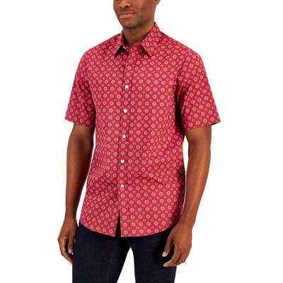Mens Pisa Cotton Stretch Buttondown Shirt Red Medium