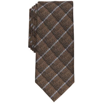 Alfani Mens Slim Tie Taupe Abstract Check OS