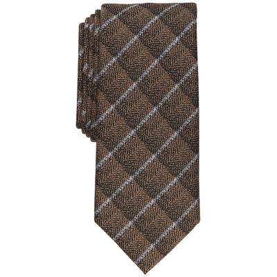 Alfani Men's Abstract Check Slim Tie Taupe Necktie