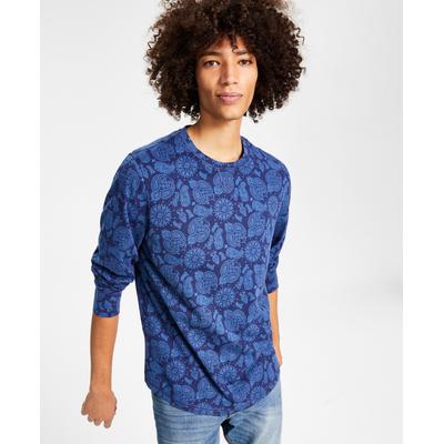 Men's Sun + Stone Navy Printed Knit Tshirt Size Large