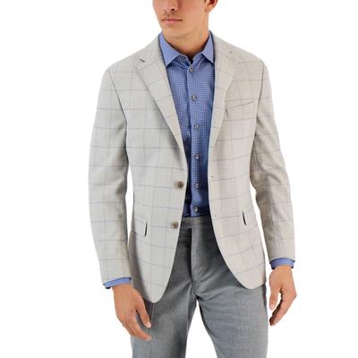 Tommy Hilfiger Men's Modern Fit Windowpane Blazer Light Grey 38S