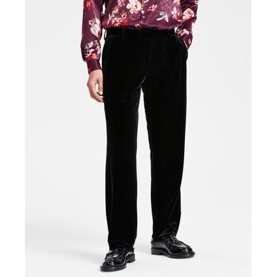 International Concpets Men's Owen Slim Fit Velvet Dress Pants Black 40 x 32