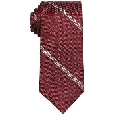 Michael Kors Men's Classic Design Spaced Out Stripe Tie Dark Red Necktie
