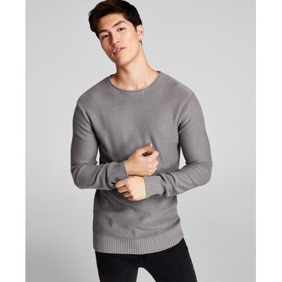 And Now This Men's Crewneck Solid Waffle Knit Sweater Grey Small