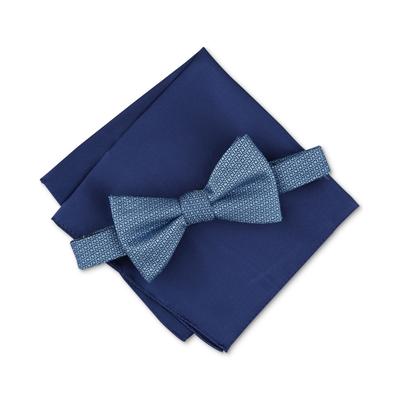 Alfani Mens Light Blue Bow Tie Pocket Square Set