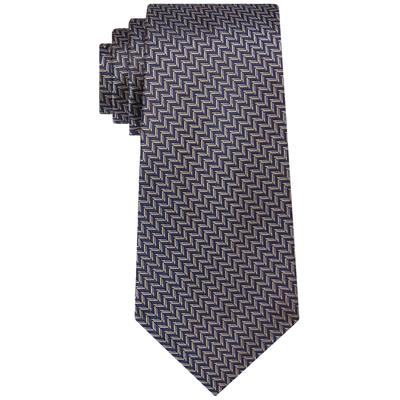 Michael Kors Mens Herringbone Taupe Design Blue Tie One Size NecktieE