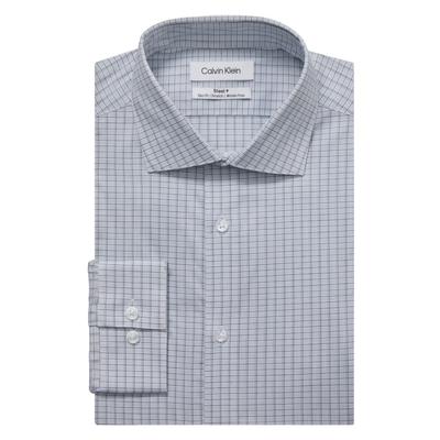 Calvin Klein Mens Steel Slim Deep Lake Blue Dress Shirt 15 - 34 / 35