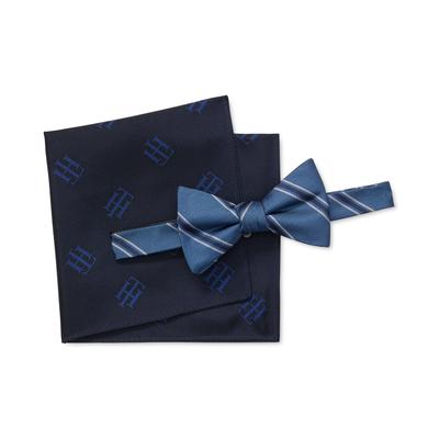 Tommy Hilfiger Mens Rumi Striped Bow Tie Blue ONE SIZE Necktie