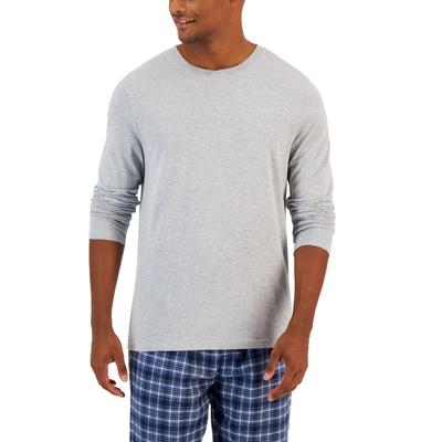 Club Room Men's Solid Long Sleeve Pajama Top T Shirt Heather Grey Medium